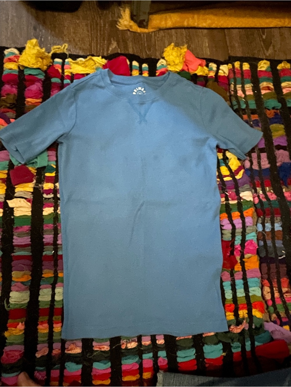 Kids Primary Blue Short Sleeve Sleep Shirt and mint green shorts 14 100% cotton